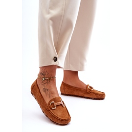 Super Mode Zamszowe Mokasyny Damskie Z Ozdobą Brązowe Dionira 4