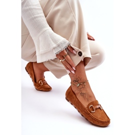 Super Mode Zamszowe Mokasyny Damskie Z Ozdobą Brązowe Dionira 2