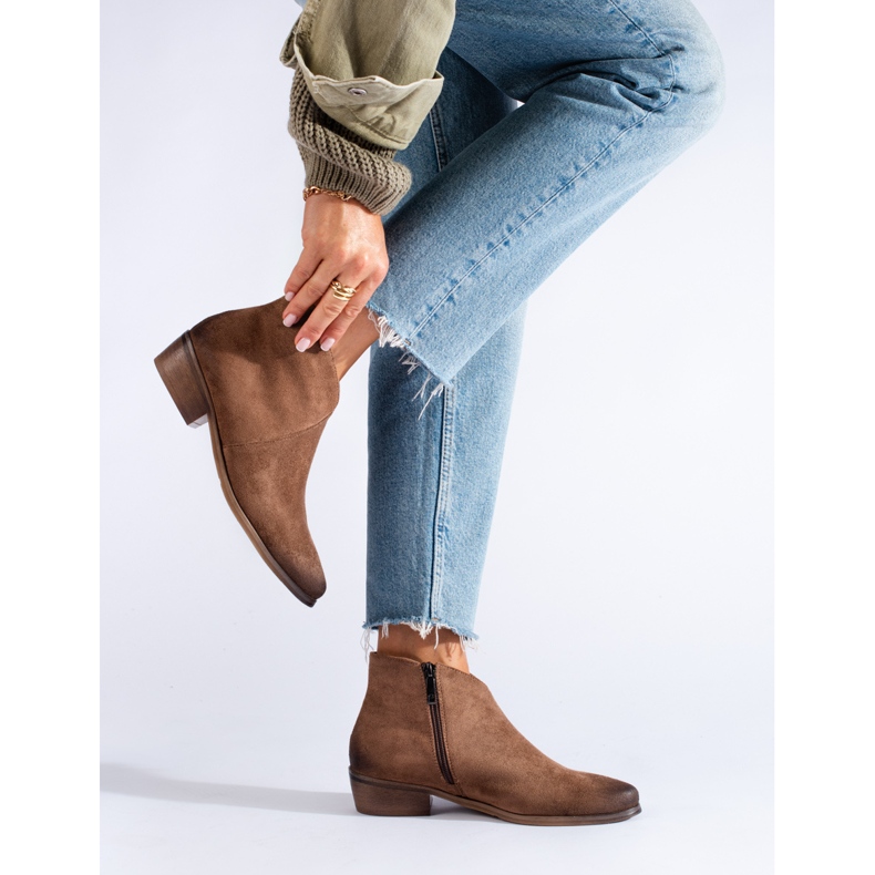 W. Potocki Brązowe zamszowe botki kowbojki Potocki 1