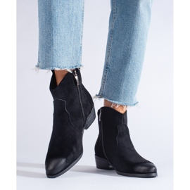 W. Potocki Kowbojskie czarne botki damskie Potocki zamszowe 1