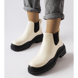 Beżowe botki na czarnej platformie Marinone beżowy 1