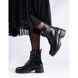 W. Potocki Workery damskie Potocki ze skóry ekologicznej czarne 2