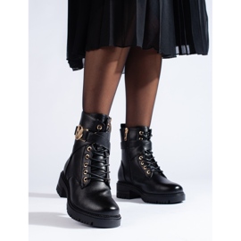 W. Potocki Workery damskie Potocki ze skóry ekologicznej czarne 1