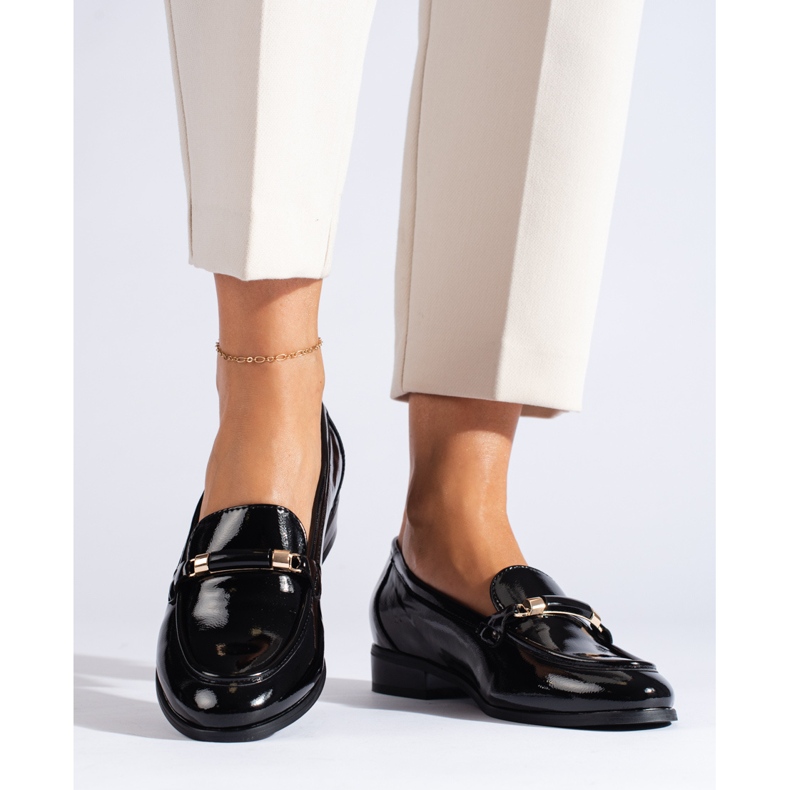 W. Potocki Lordsy damskie Potocki lakierowane czarne 2