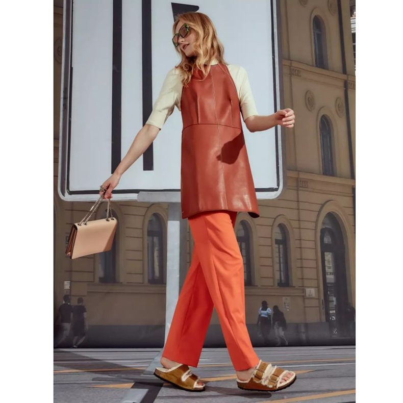 Klapki Birkenstock Arizona Shearling Mink W 1001135 brązowe 2