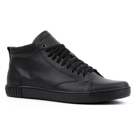 Polbut Buty skórzane męskie sneakersy 2108 czarne lico 1