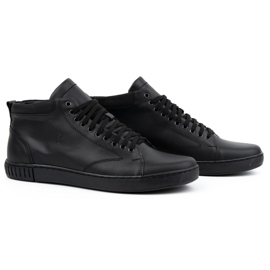 Polbut Buty skórzane męskie sneakersy 2108 czarne lico 3
