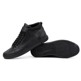 Polbut Buty skórzane męskie sneakersy 2108 czarne lico 4