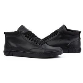 Polbut Buty skórzane męskie sneakersy 2108 czarne lico 6