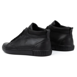 Polbut Buty skórzane męskie sneakersy 2108 czarne lico 7