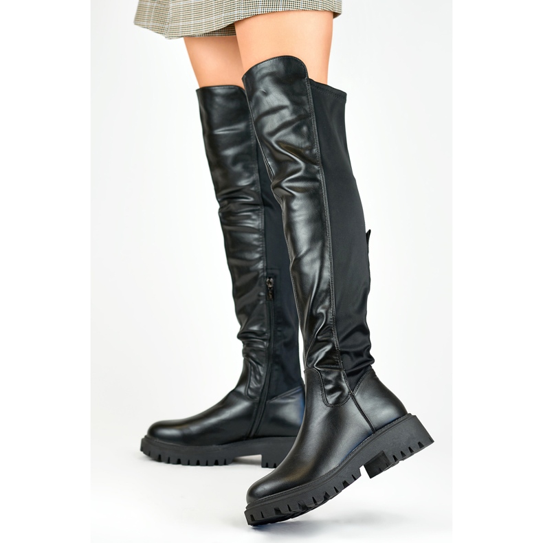 Czarne elastyczne kozaki damskie Viris 1