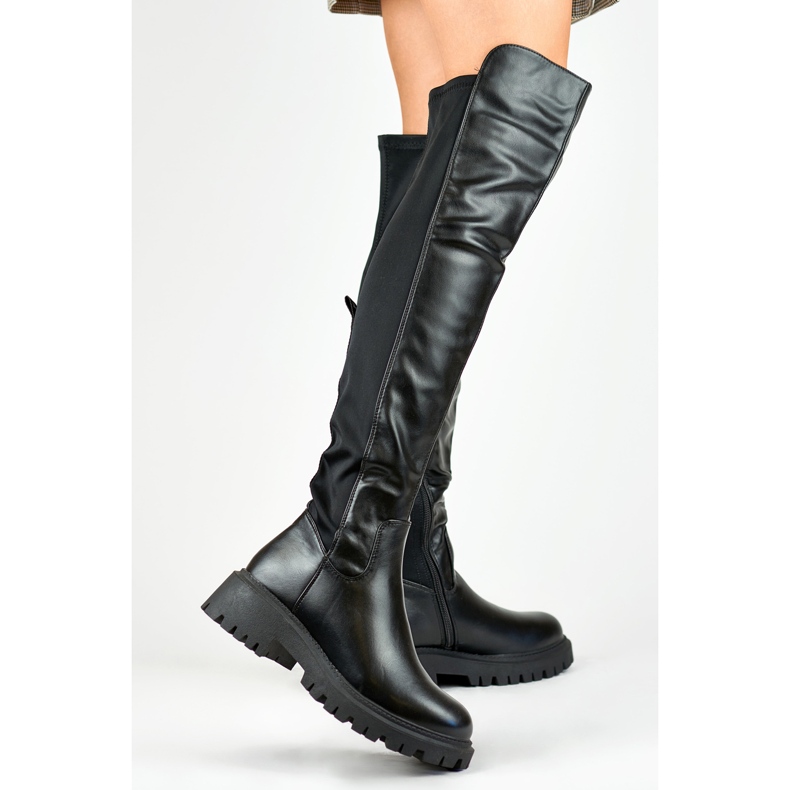 Czarne elastyczne kozaki damskie Viris 2