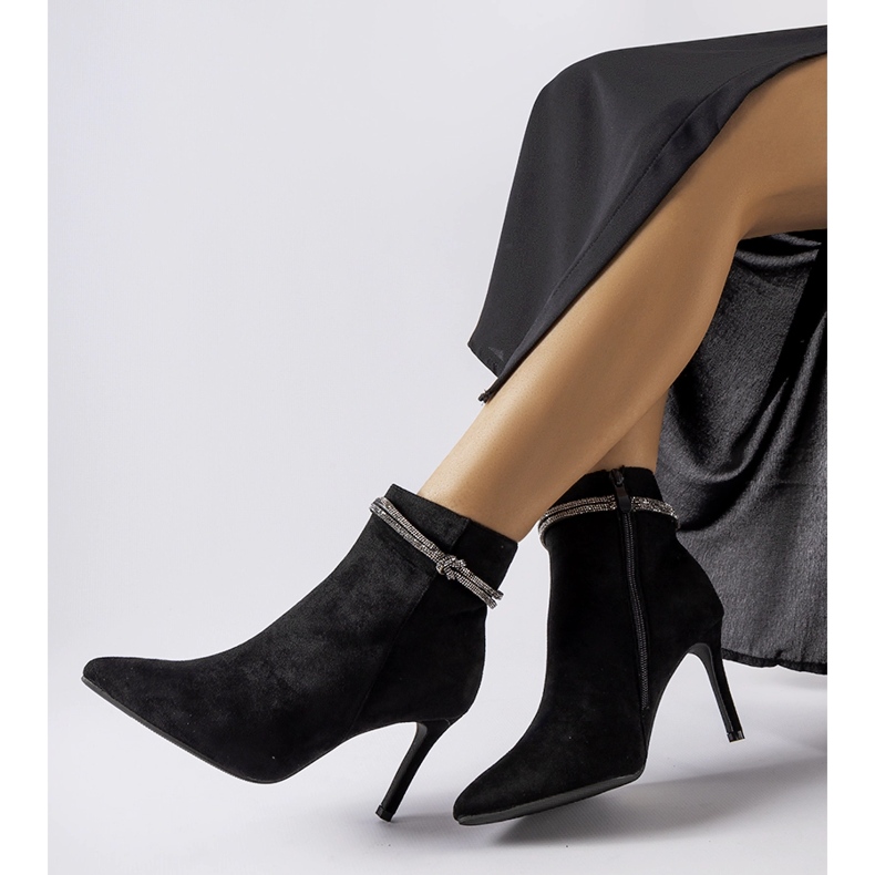 Czarne ocieplane botki na szpilce Vinceza 2