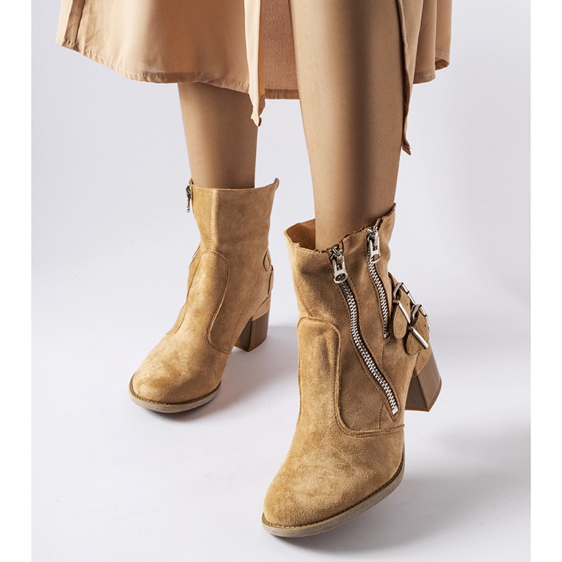 Beżowe botki z luźną cholewka Plourde beżowy 1