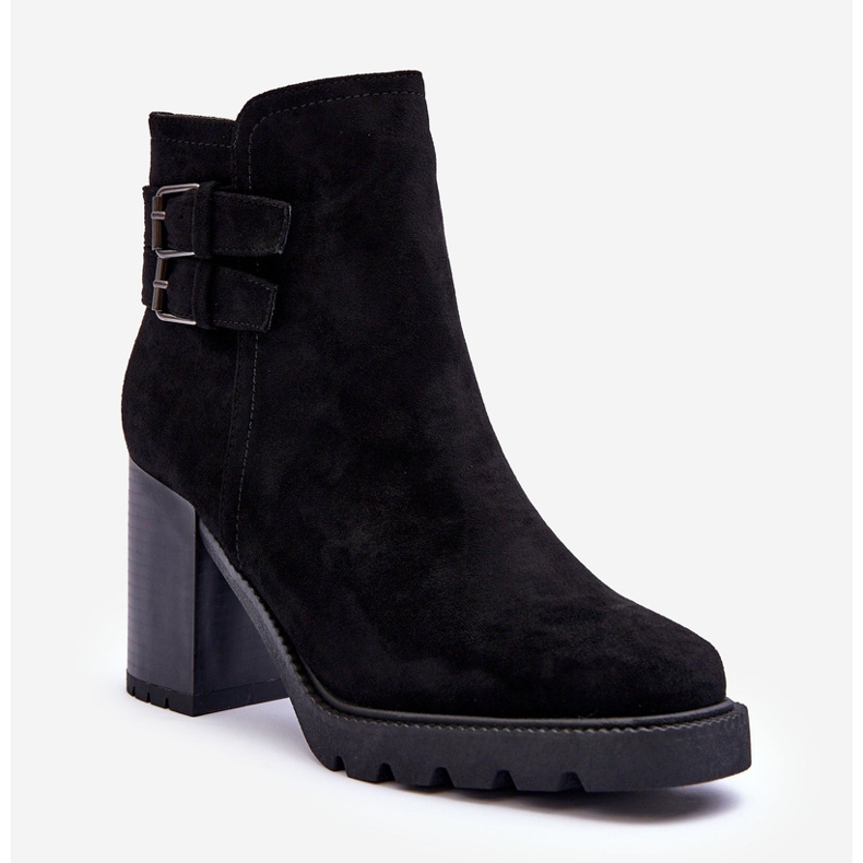 Zamszowe Botki Na Obcasie Czarne Makeline 1