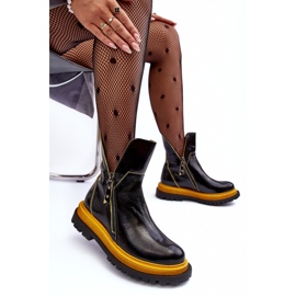 Lakierowane Skórzane Botki Damskie Maciejka 05747-07 Czarne 2