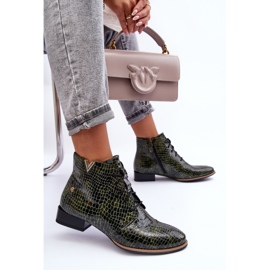 Damskie Skórzane Botki Maciejka 5743C-09 Zielone 1