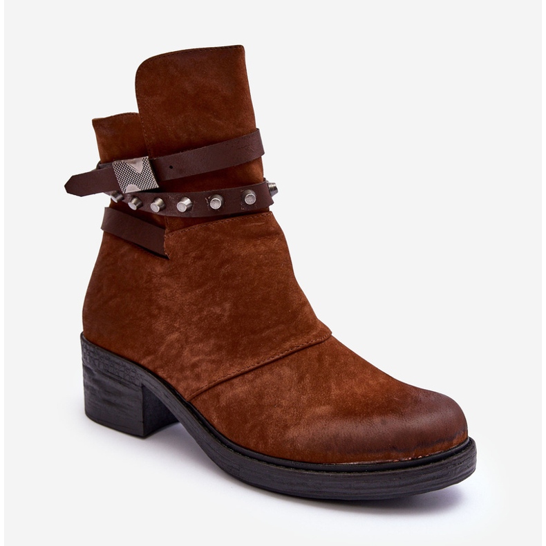 Ocieplane Botki Na Obcasie Camel Effie brązowe 1