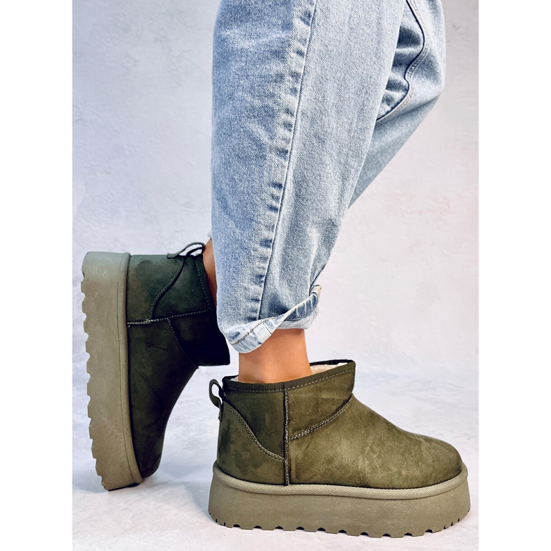 Śniegowce krótkie na platformie Solnis Green zielone 2