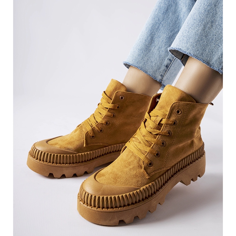 Inna Brązowe wysokie trampki eko-zamsz Aida 2