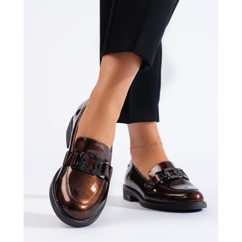 Lakierowane brązowe półbuty W. Potocki 1