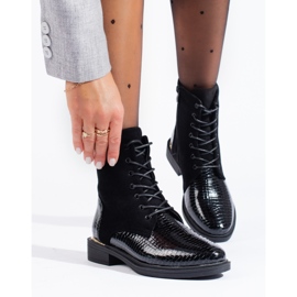 Czarne damskie workery wiązane Shelovet 2