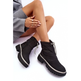 PS1 Zdobione Śniegowce Na Płaskim Obcasie Czarne Plotia 1