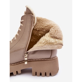 Damskie Skórzane Trapery Botki Beżowe Lemar Vergo beżowy 1