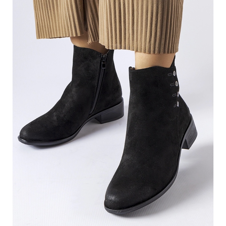 Czarne botki na płaskim obcasie Decorah 1