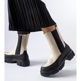 Beżowo-czarne wsuwane botki Faisal beżowy 1