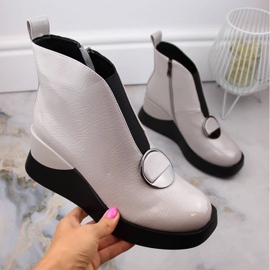 Botki na koturnie D&A S.Barski Premium Collection W OLI228B szare 1