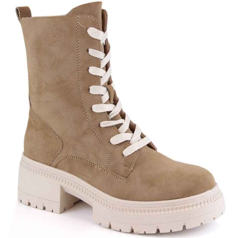 Botki zamszowe ocieplane Potocki W WOL174 camel brązowe 1