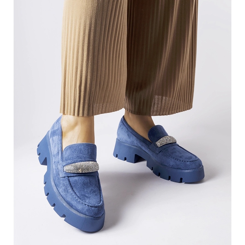 Niebieskie mokasyny z cyrkoniami Macario 2