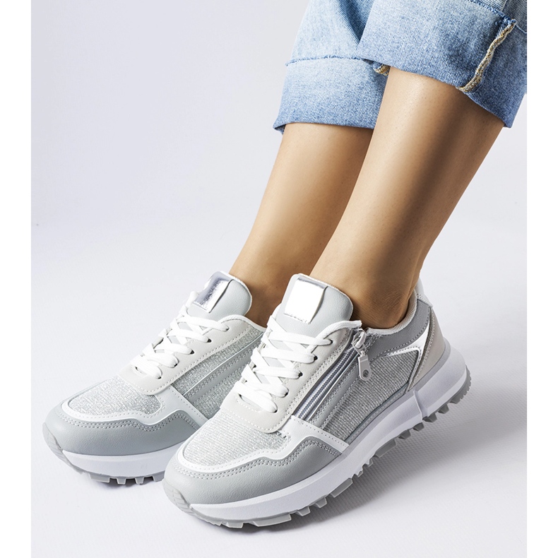 Szaro-srebrne sneakersy damskie Camuzzoni szare 1