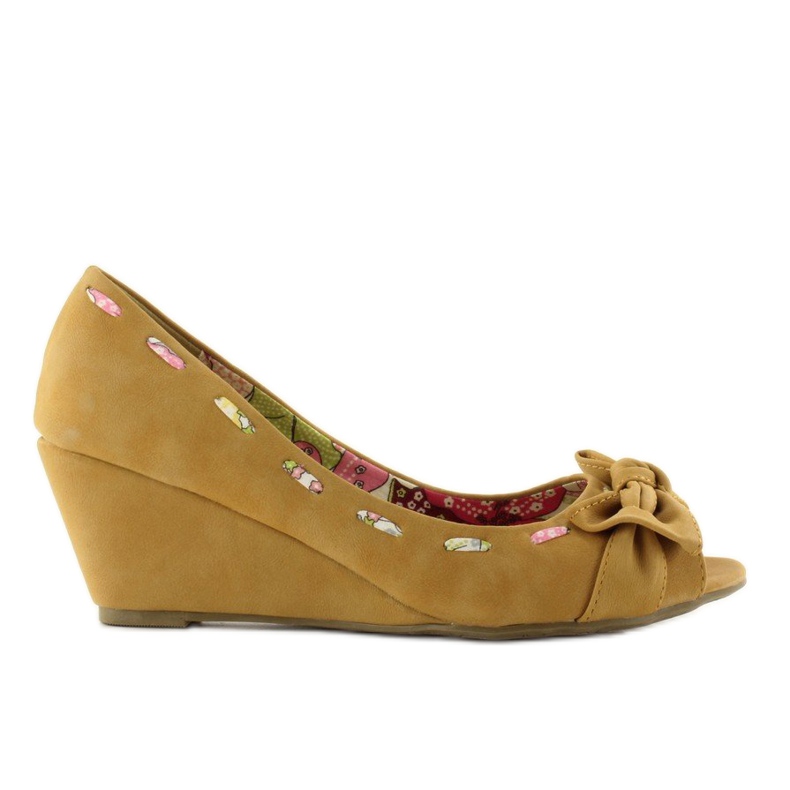 Czółenka koturny 77-79 camel brązowe 1