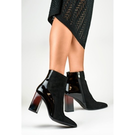 Eleganckie botki damskie na wysokim obcasie czarne 1