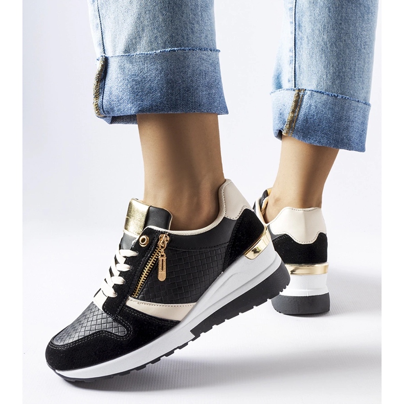 Czarne sneakersy na koturnie Ashland 1