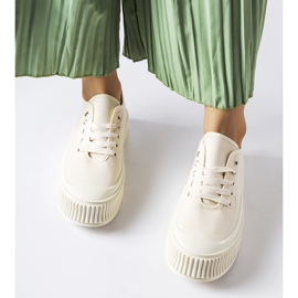 Beżowe trampki na grubej platformie Rina beżowy 1