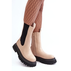 PS1 Botki Damskie Masywna Platforma Beżowe Beatrice beżowy 1