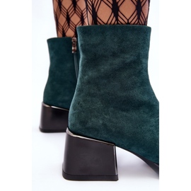 Zamszowe Botki Na Masywnym Klocku S.Barski MR870-70 Zielone 1