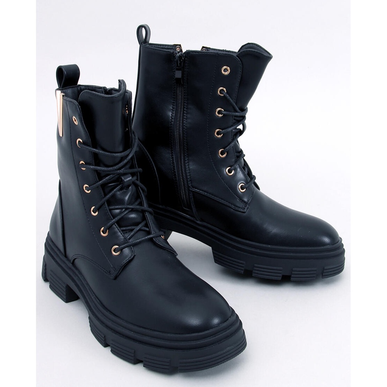 Botki militarne sznurowane Clend Black czarne 1