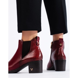 W. Potocki Bordowe damskie botki na obcasie Potocki czerwone 2