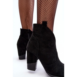 PS1 Zamszowe Botki Kowbojki Na Słupku Czarne Tanner 1