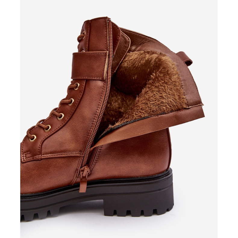 PS1 Botki Workery Damskie Na Suwak Z Ozdobą Brązowe Ciossava 1