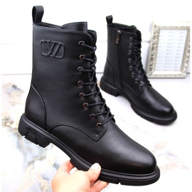 Botki damskie sznurowane i na suwak ocieplane czarne Filippo DBT4045 1