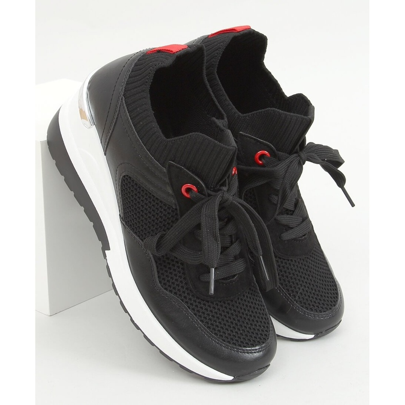 Sneakersy na koturnie Fenix Black czarne 1