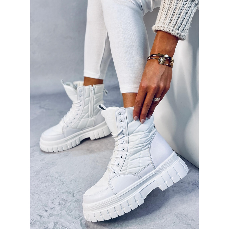 Botki sznurowane płaskie Barkin Blanco białe 2