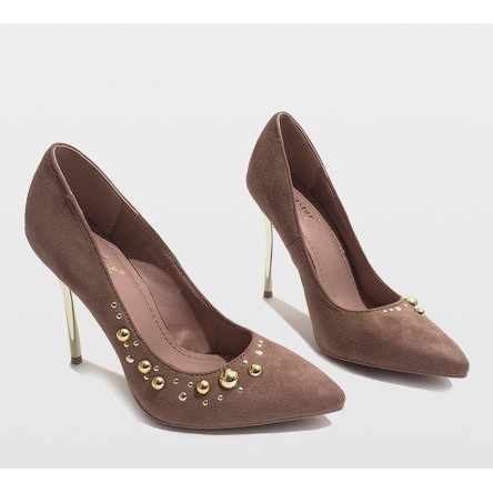 Różowe Welurowe Szpilki DD55P 1