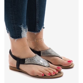 Czarne sandały japonki zdobione B-935 1