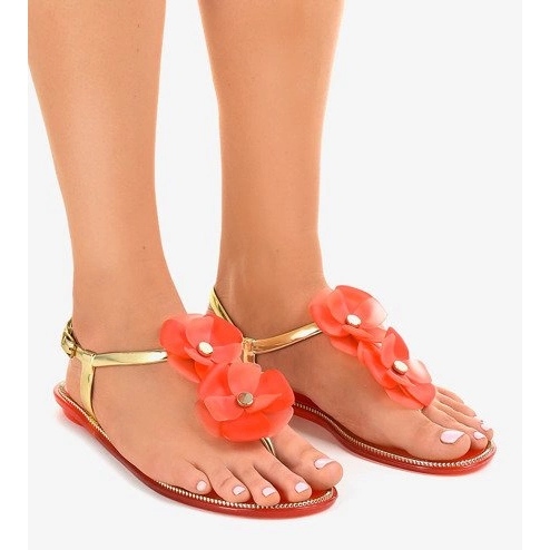 Czerwone klapki z kwiatkiem KG19P 1